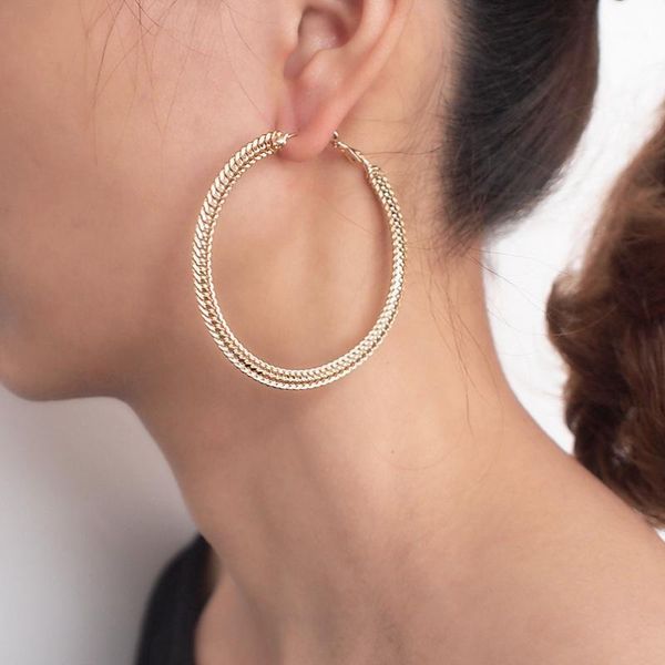 

hoop & huggie 60mm diameter wide earrings for women golden silver color alloy statement brincos 2021 fashion jewelry ukmoc1