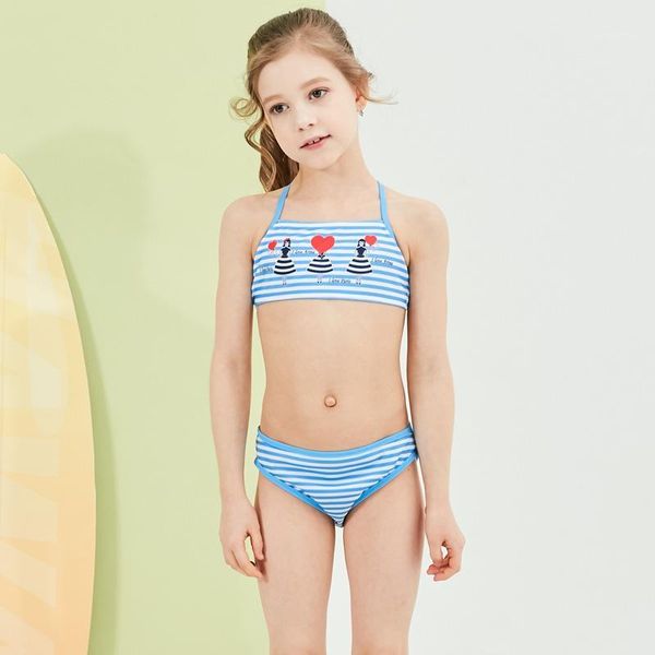 

2019 new baby girl's swimsuit kid bikini swimwear children pretty strip halter swimsuit for girl beachwear1