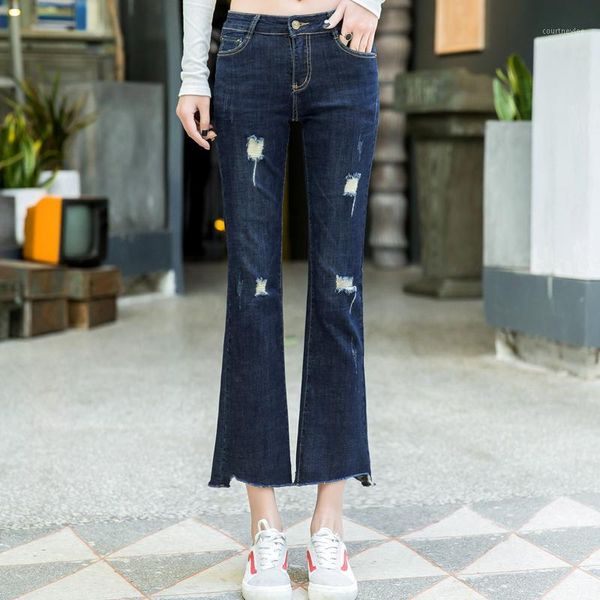 

women elastic waist jeans female feet pants spring and summer thin large yards loosely curled eight points harem pants1, Blue