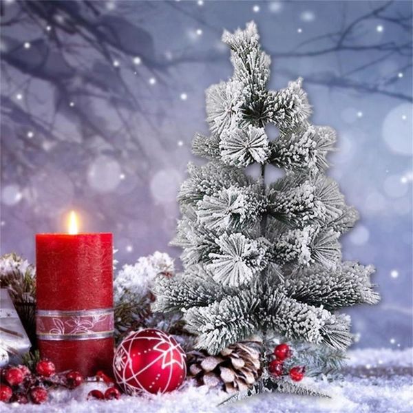 

60cm simulation christmas tree pine needle flocking stained white cedar deskornaments diy shooting props scene decoration