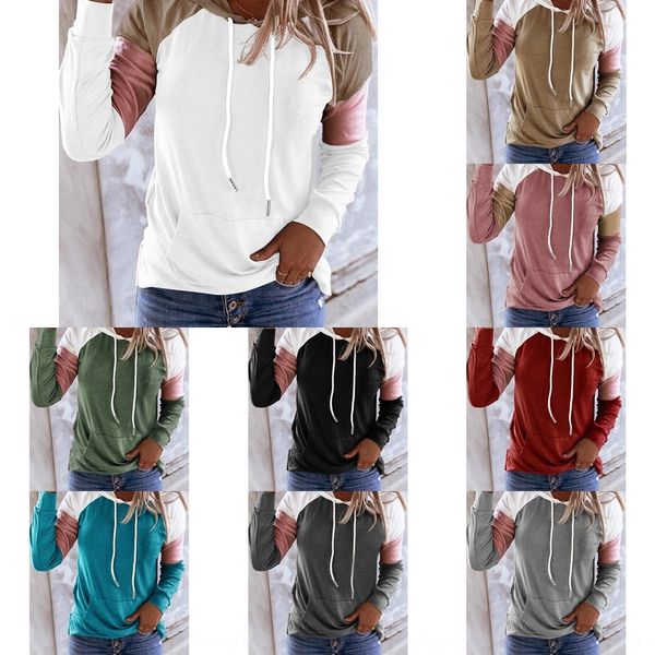 

gfqjr pulloversweater длинный рукав новый 2020 пуловер свободный моды цвет блока пуловер большого размера с капюшоном malc3 женщин свитер же, Black