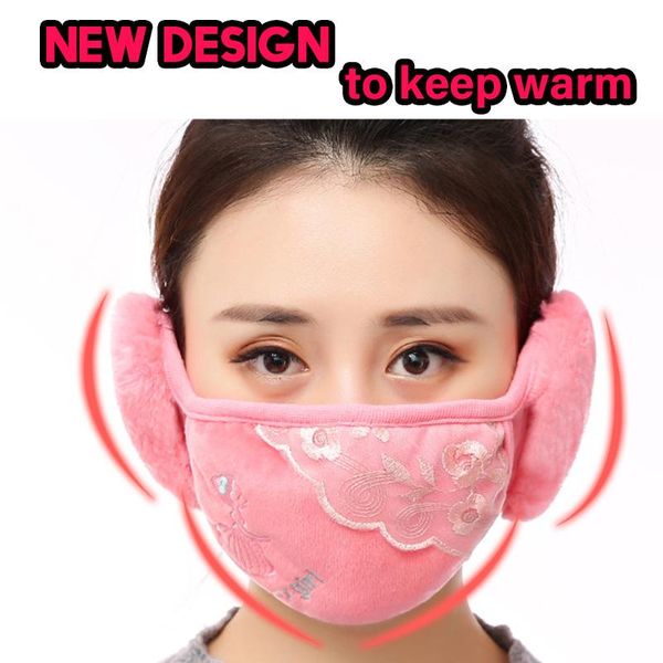 

2020 designer women girl fashion lace cotton mask winter warm earmuffs biker cyling ski mask reusable washable cotton mask ear cover