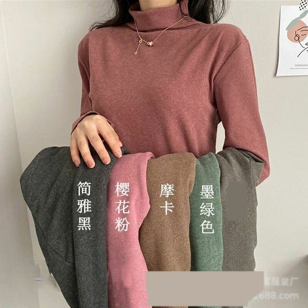 

new cationic half high collar bottoming for women's wear large t- shirt size slim fit long sleeve t-shirt ins kw9wd, White