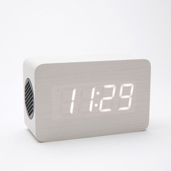 

other clocks & accessories student electronic alarm clock luminous mute voice-activated sound multifunctional led wood bluetooth speaker1
