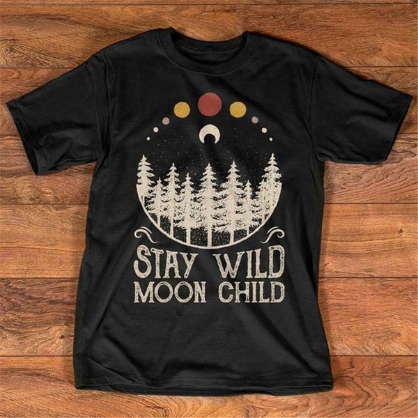 

stay wild moon child ladies t-shirt cotton black s-3xl streetwear tee shirt sport hooded sweatshirt hoodie