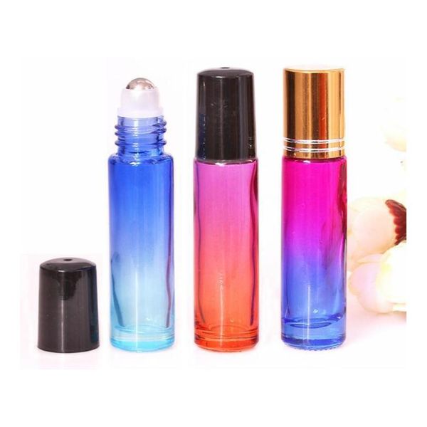 

10ml glass roll on bottles gradient color roller bottles with stainless steel balls roll-on bottle perfect fo wmtjlf lyqlove