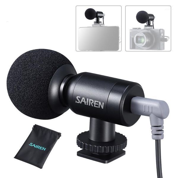 

microphones condenser microphone mini mic 3.5mm trs trrs audio cable for 8/7/6 slr camera smartphone vlog with carry bag windscreen1