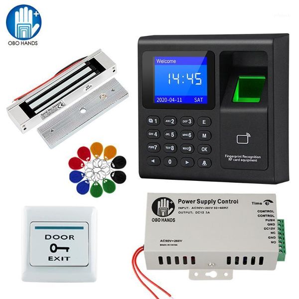 

fingerprint access control door system biometric rfid keypad + power supply electric magnetic strike lock +keys1