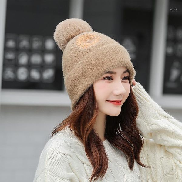 

thick warm earmuffs cute wild hat noble temperament new hat female winter knitted1, Blue;gray