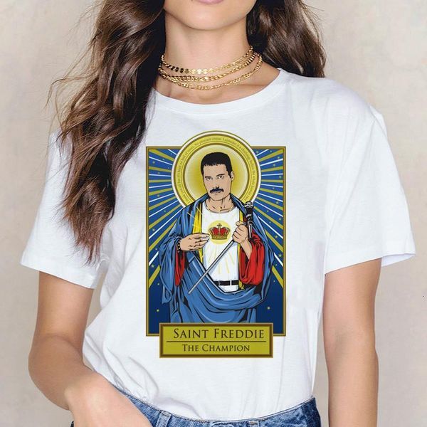 

freddie mercury t рубашка uldzang tshirt женщины женский хип-хоп новая футболка ulzzang queen band эстетический летний повседневный femme гр, White