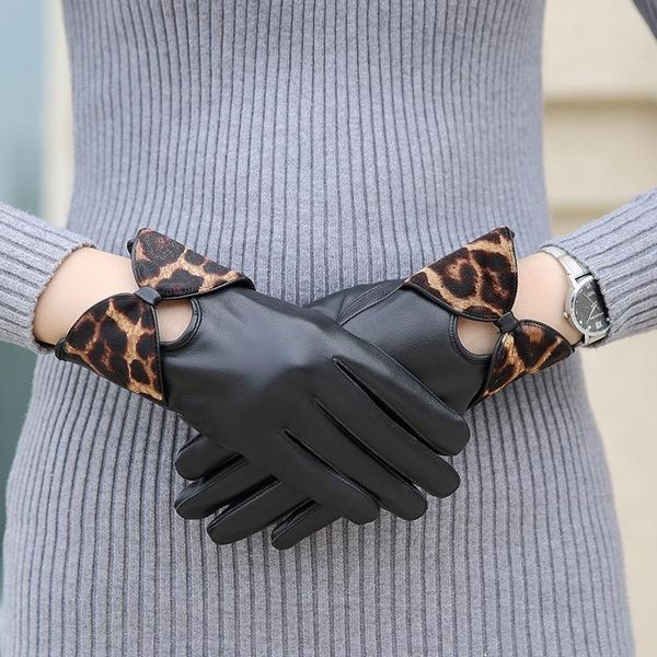 

five fingers gloves women' 100% real leather sheepskin warm stylish full finger ladies mittens genuine twa549, Blue;gray