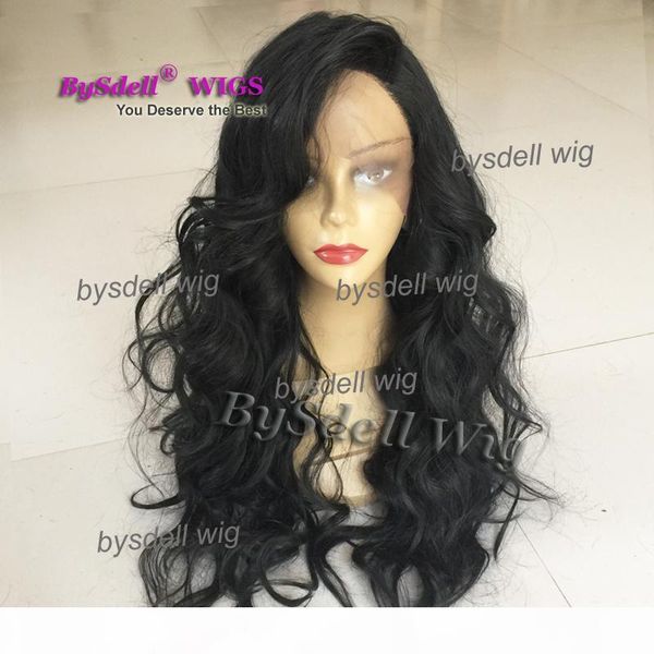 

high grade 150% density black hair body wave full lace front wigs french lace medium long baby hair natural hairline lace front wig