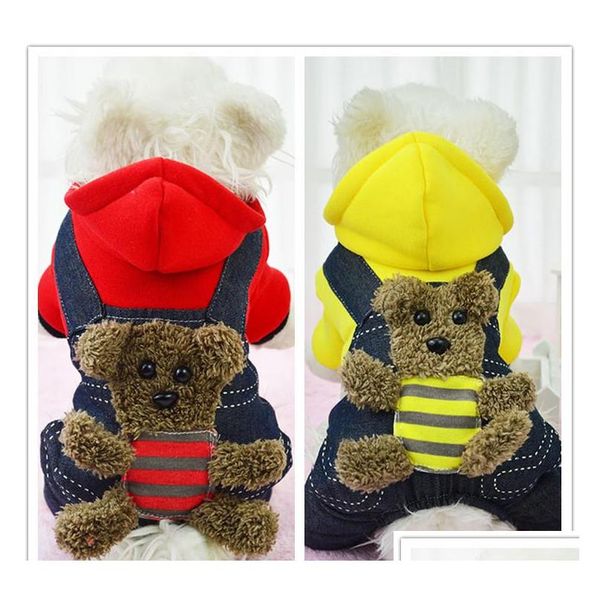 

winter dog coats cotton jeans soft wear autumn jackets with cap chihuahua pets cosplay small dog accessories shipping z9t3g