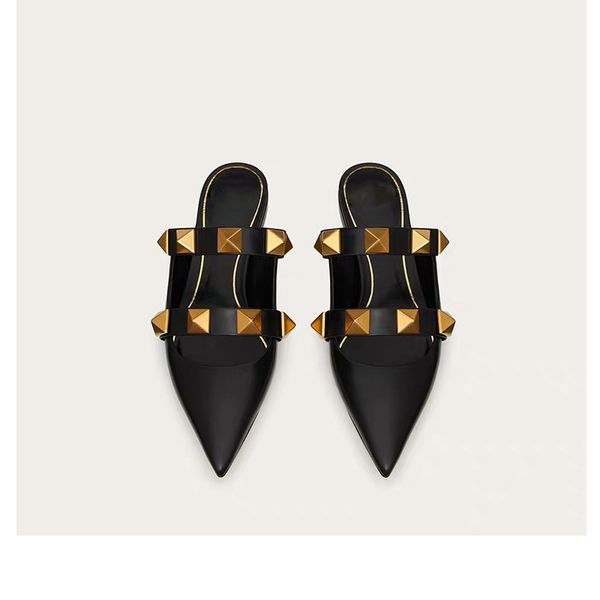 roman stud flat mule