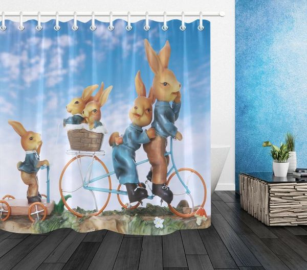 

easter waterproof fabric shower curtain set bathroom accessory1