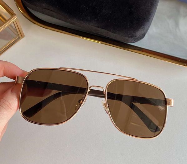 

mens gold / brown rubber brown lens pilot sunglasses 0422 sonnenbrille fashion sunglasses with box, White;black