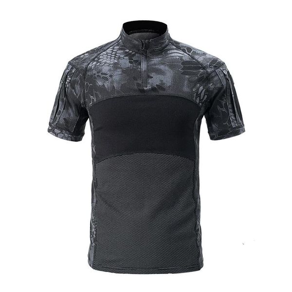 

открытый тактические рубашки camo hunting с коротким рукавом футболки мужчины quick dry походные одежда камуфляж army combat shirt, Gray;blue