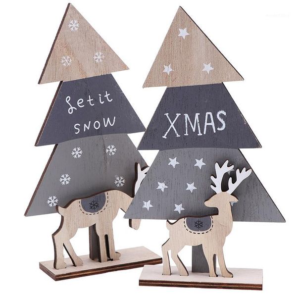 

christmas tree elk stitching deskarrangements wooden mini letter tree printing ornaments home xmas party holiday decoration1