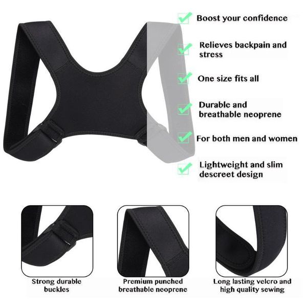 

new posture corrector fracture support back shoulder correction brace belt strap drop shipping1, Black;blue
