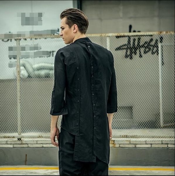 

2021 original independent designer brands of men new minimalist spring long-sleeve asymmetric shirt. s-6xl x3mt, Black