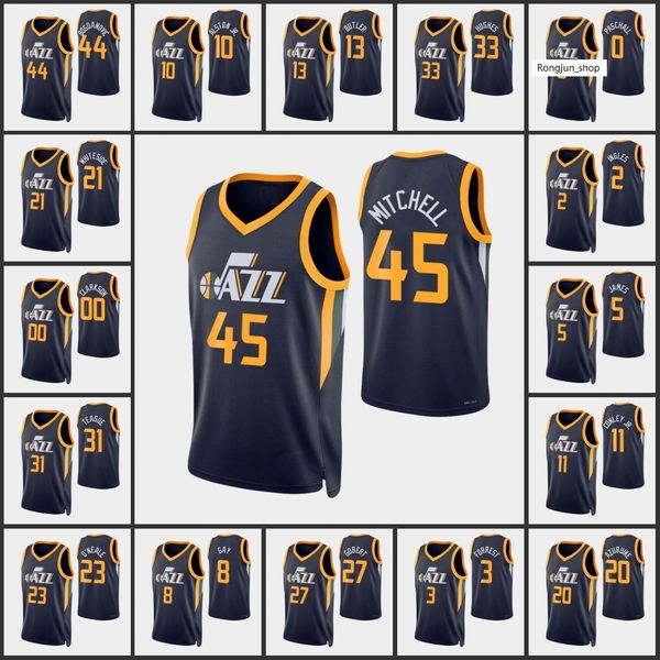 

screen print mens utahs basketball donovan mitchell bojan bogdanovic rudy gobert mike conley jr. derrick alston jr. jazzs 75th anniversary, Black;red