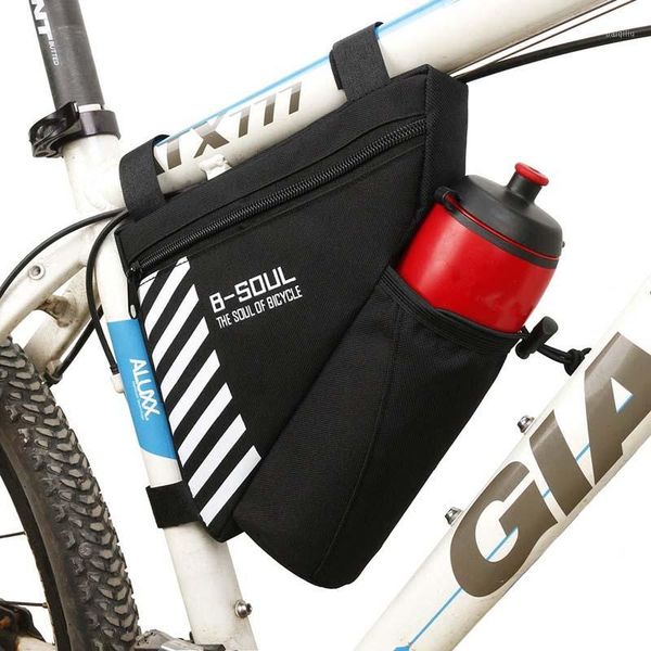 

triangle bicycle tube bag cycling front frame repair tool bags mtb bike saddle bag with water bottle pocket no bottle1