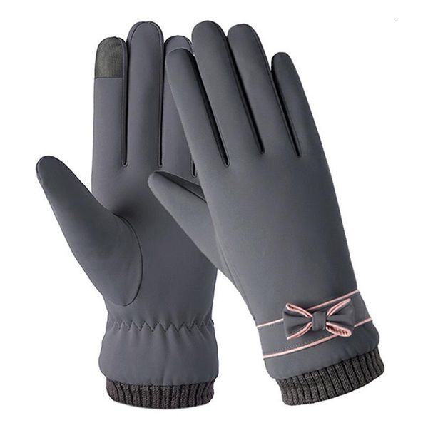 

winter windproof ladies gloves fashion fitness waterproof plush warm mittens touch screen skin-friendly soft female gloves, Blue;gray
