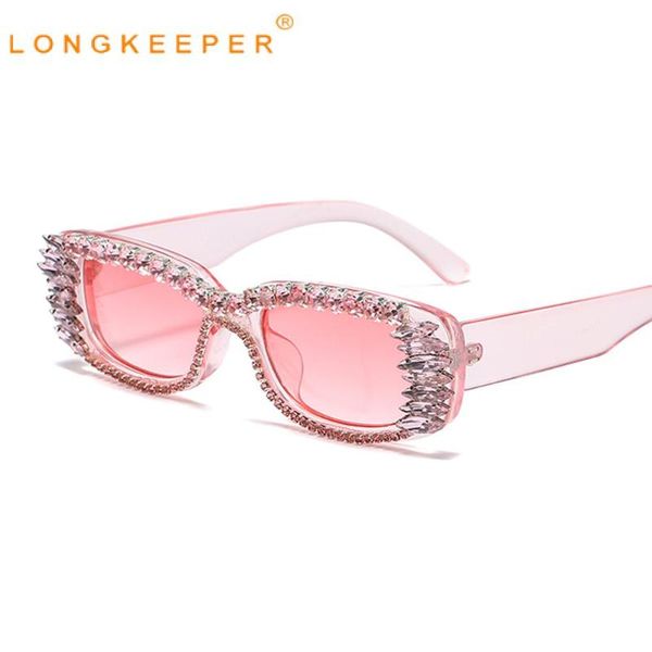 

sunglasses 2021 fashion square diamond women luxury personality punk rectangle sun glasses female retro rhinestone eyewear oculo, White;black