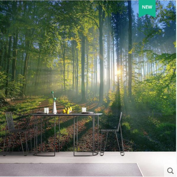 Natur-Hintergrund-Tapeten, Waldlandschaft, erweiterter Raum, Esszimmer-Tapete, Schlafzimmer, Studio, 3D-Wandbild