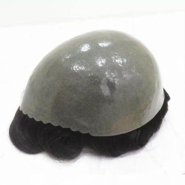 

thin skin toupee 8"x10" human hair men wig replacement system remy hair prost hairpieces hair replacement men toupee ing, Black