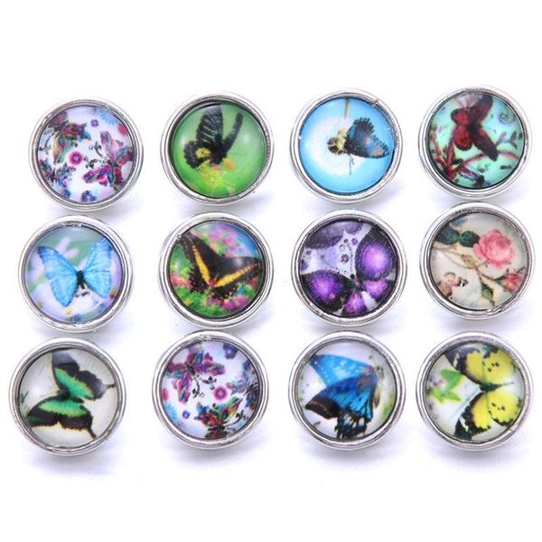 

wholesale mixed style 10pcs lot new 12mm snap jewelry mini glass snap buttons fit 12mm snap bracelet bangle earrings necklaces h bbytsu