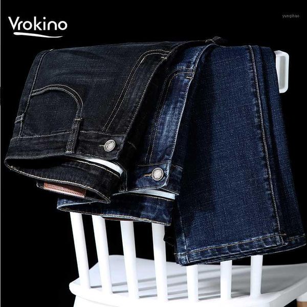 

2020 new business casual men's stretch jeans men's autumn and winter regular-fit denim trousers blue black 28-401