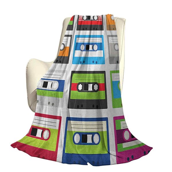 

collection of retro plastic audio cassettes tapes old technology entertainment themeoffice leisure blankets