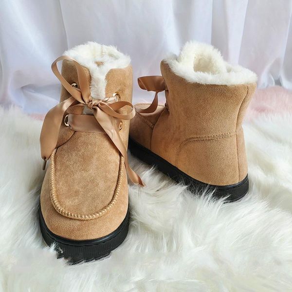 

2020 мода новых теплой женщины снег сапоги замша кожа бабочка узел толстые каблуки обувь для женщин основной партии обуви женщины, Black