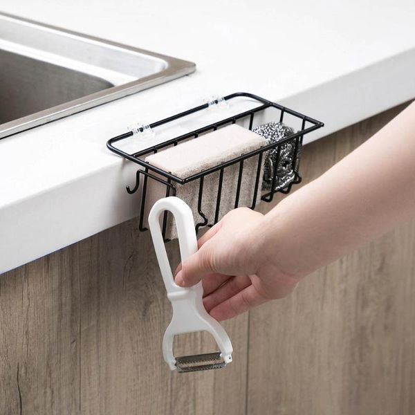 

kitchen storage & organization wall mounted wrought iron sink rack pool rag draining shelf sponge holder1