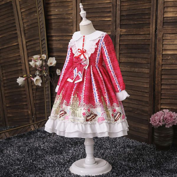 

princs autumn and winter plush children's print girls' lolita performance drs wykn0lwf, Red;yellow