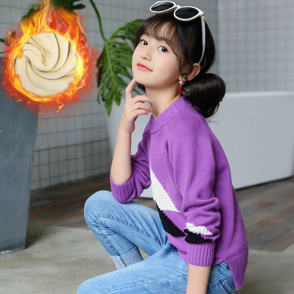 

thickened round new girls' double layer neck warm knitted sweater in winter 2020 nosyxgwi, Blue