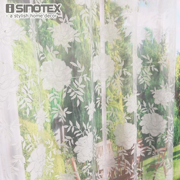 

isinotex window curtain white flower printed pattern for home living room screening transparent sheer voile fabric 1pcs/lot1