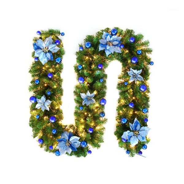 

christmas decorations rattan garland with led lights artificial wreath with flowers pearls xmas tree ornaments festival party1