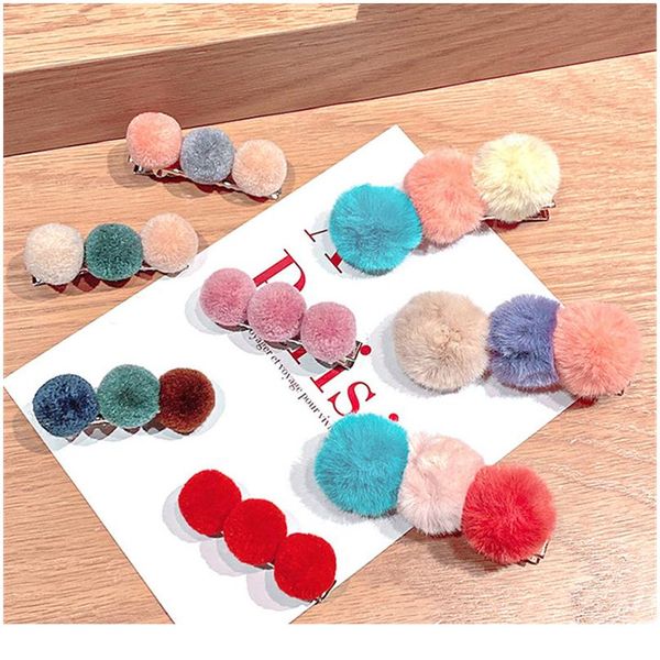 

10 шт. / лот новые зимние женщины конфеты цвета аксессуары меховые пмо pom pom ball зажима для волос пони хвоста держатель художники девушки, Slivery;golden