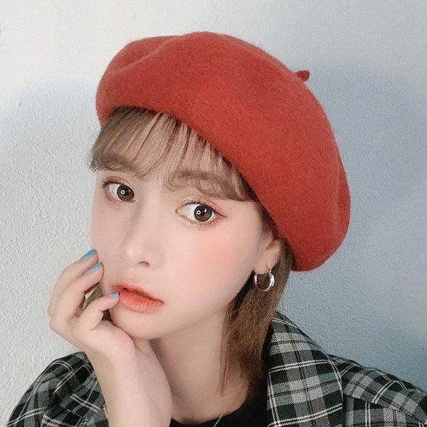 

новые девушки женщин берет французский художник warm wool зимняя шапочка hat cap vintage plain берет шляпы сплошной цвет elegant lady winter, Blue;gray
