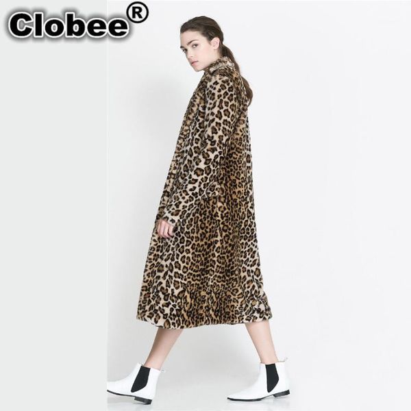 

women's fur & faux 2021 leopard coat long female manteau femme hiver fake jacket winter women with woman clothes 6xl1, Black