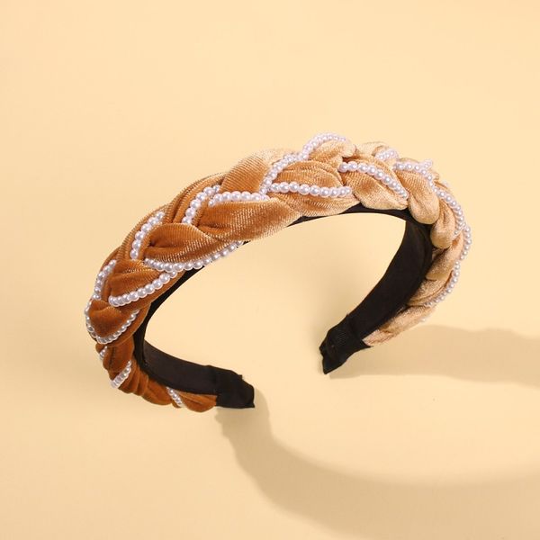 

плетеные pearl ободки для женщин velvet headband широкий оголовье с pearl мода волос обручи аксессуары для волос для свадебного банкета, Silver