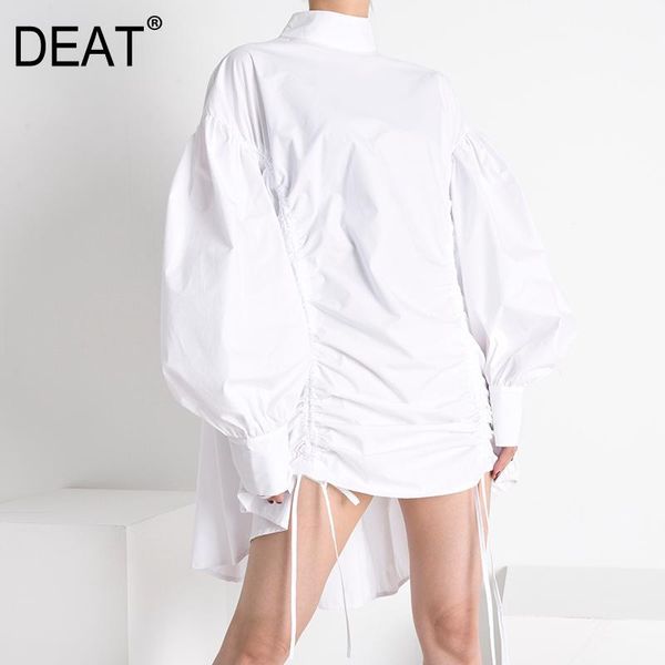 

deat 2020 autumn new niche design cutting irregular pleated dress lantern-sleeved shirt doll dresses famale yj897, Black;gray