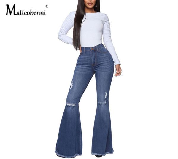 

flare jeans pants women thin vintage denim ladies high waist stretch pocket trousers 2020 fashion plus size wide leg jeans s-3xl, Blue