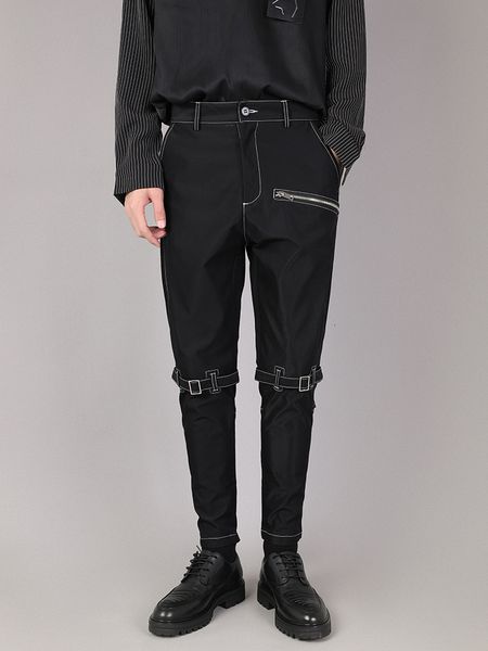 

2021 new s-6xl original design exquisite ming line decoration thin feet little harlan pants fashion men's overalls s2rg, Black