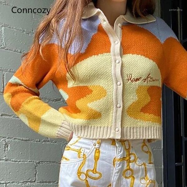 

women autumn vintage french style sunshine print short knitted sweater chic lady fashion single breasted loose cardigans femme1, White