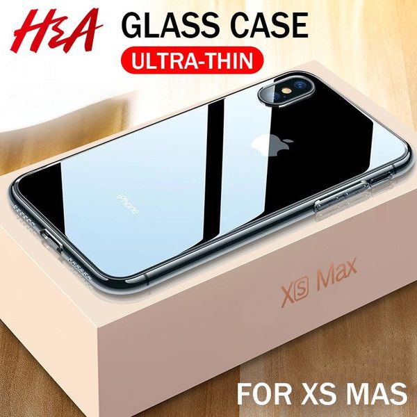 

h&a luxury glass case for iphone xs max xr x cases ultra thin transparent back glass cover case for iphone xs max wmtddl dh_niceshop