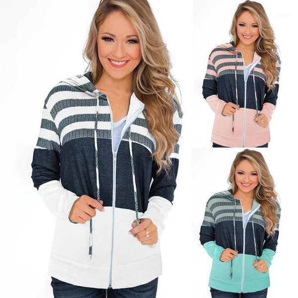 

2020 autumn and winter hoodie with drawstrings european and american loose long-sleeved zipper contrasting color jacket1, Black