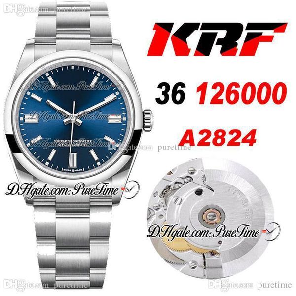 

2020 krf 36 126000 blue dial eta a2824 automatic mens womens watch stick markers 904l steel case bracelet super edition puretime zu25, Slivery;brown